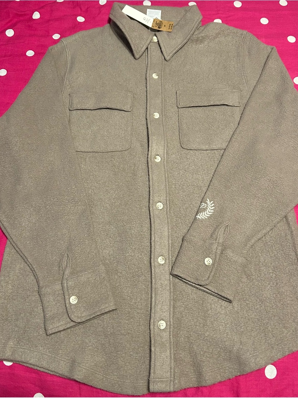PINK Victoria's Secret Taupe Button-Down Shacket Small